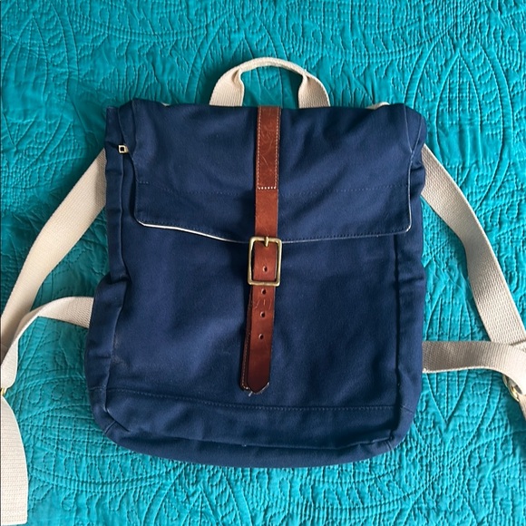 Navy Blue Canvas Backpack w/ laptop compartment, made in USA - Picture 1 of 10